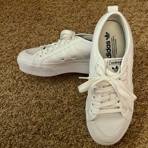 Adidas Nizza White Leather Platform Shoes